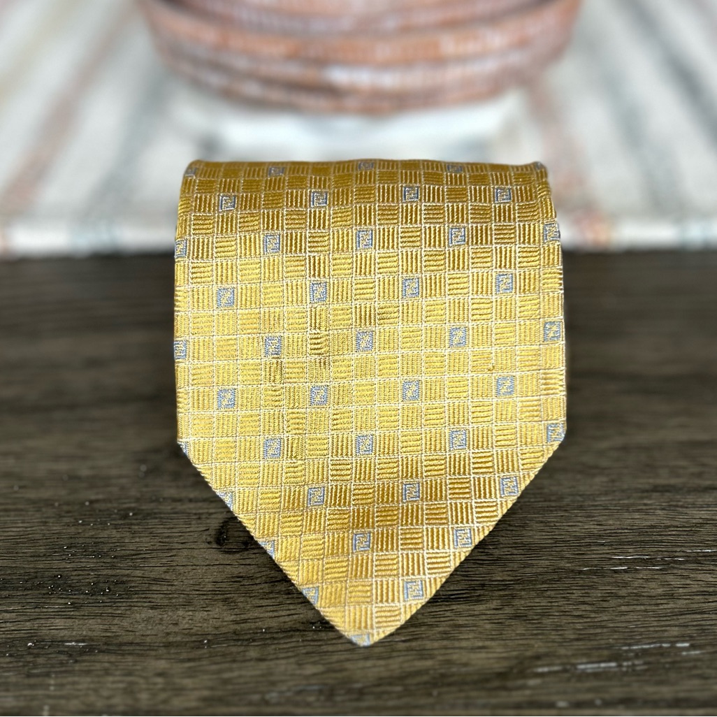 Fendi Vintage Ff Geometric Print 100% Silk Men’s Tie!